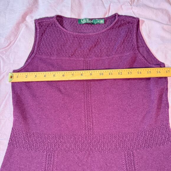 Lauren Ralph Lauren Women's sz Petite Large Purple Sleeveless Sweater Dress - Picture 6 of 8